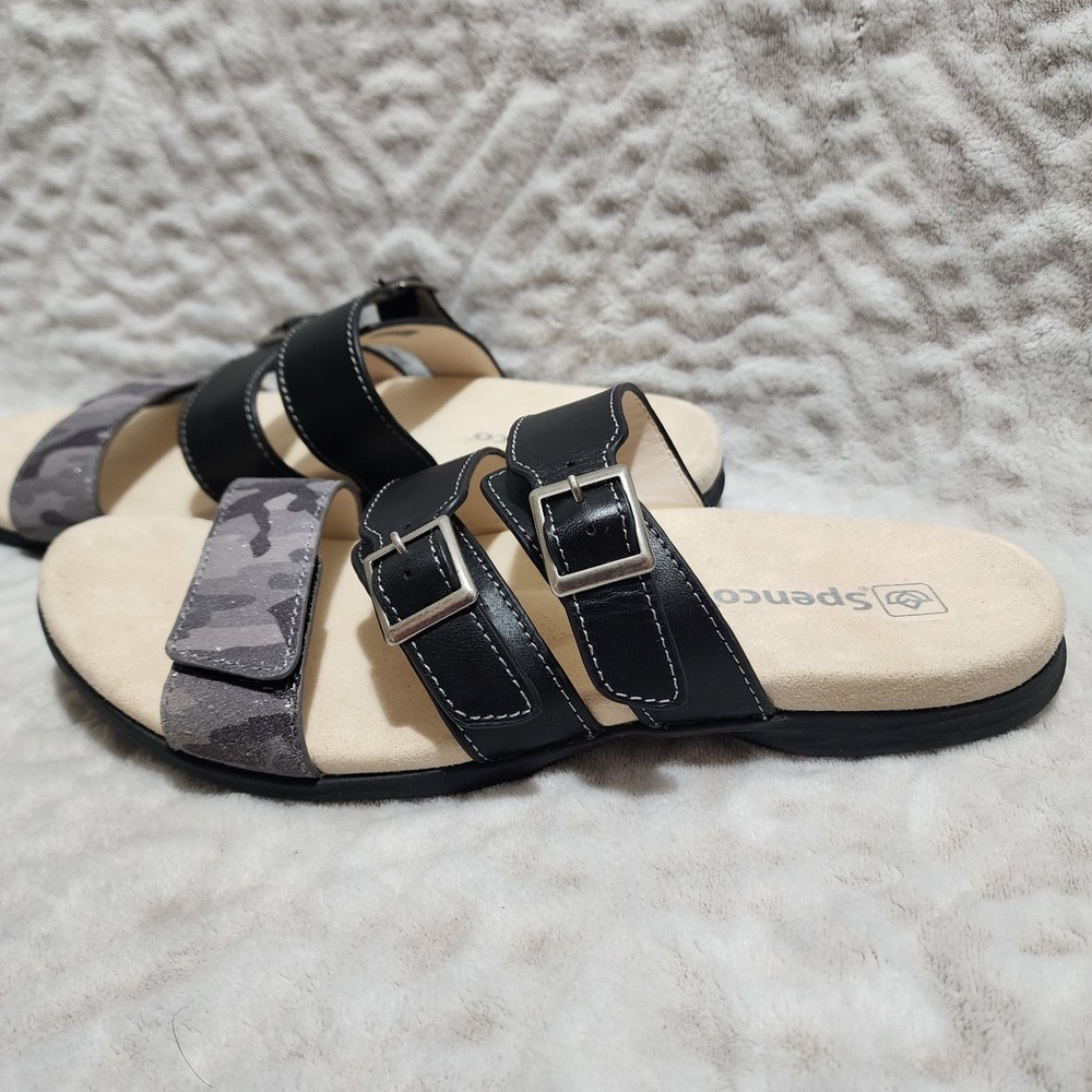 Spenco Orchid Women's Comfort Sandals  Size 10 B  Black‎ Camo NWOT